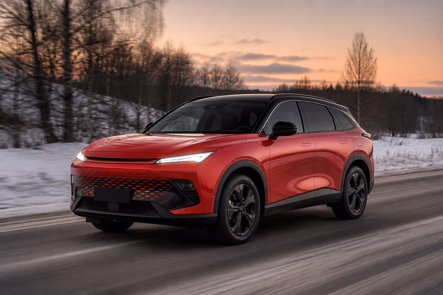 BAIC X55 на зимней загородной дороге