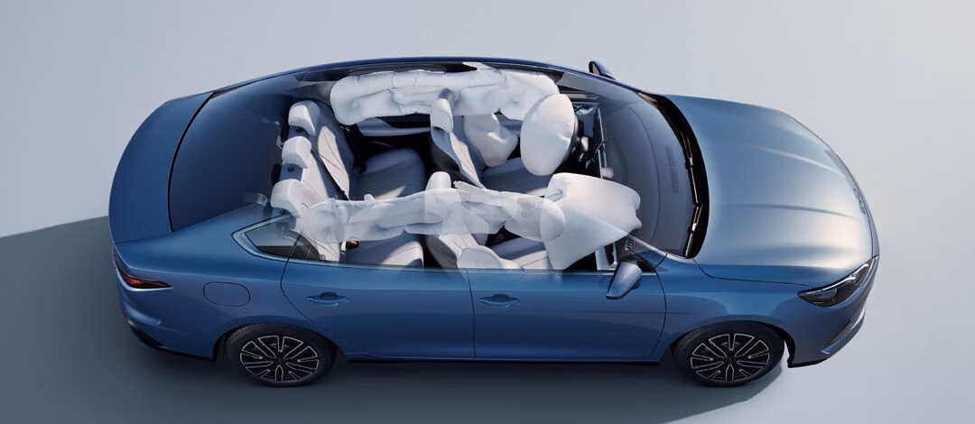 BYD Seal 05 DM-i — схема раскрытия шести подушек безопасности
