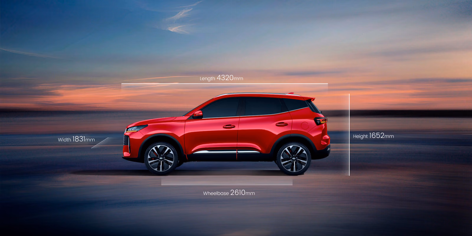 Красный Chery Tiggo 4 CSH в профиль
