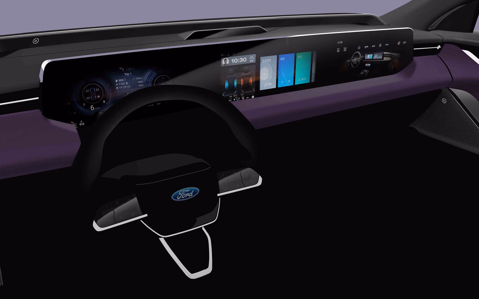 Передняя панель Ford Evos с экраном 1,1 м
