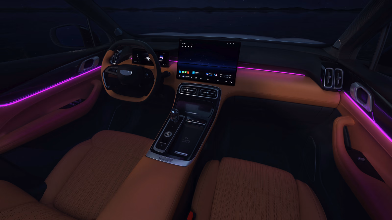 Geely Atlas L — салон с контурной подсветкой