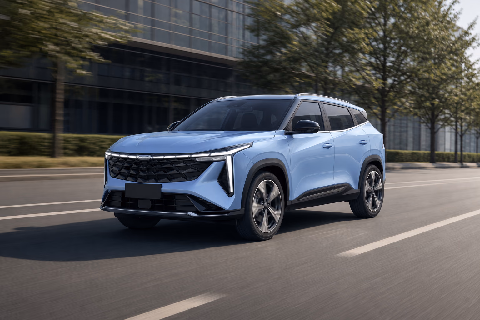 Geely Cityray на пустом городском бульваре