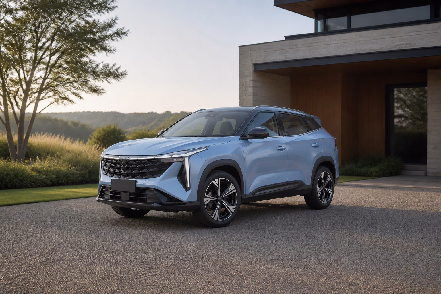 Geely Cityray у современного загородного дома