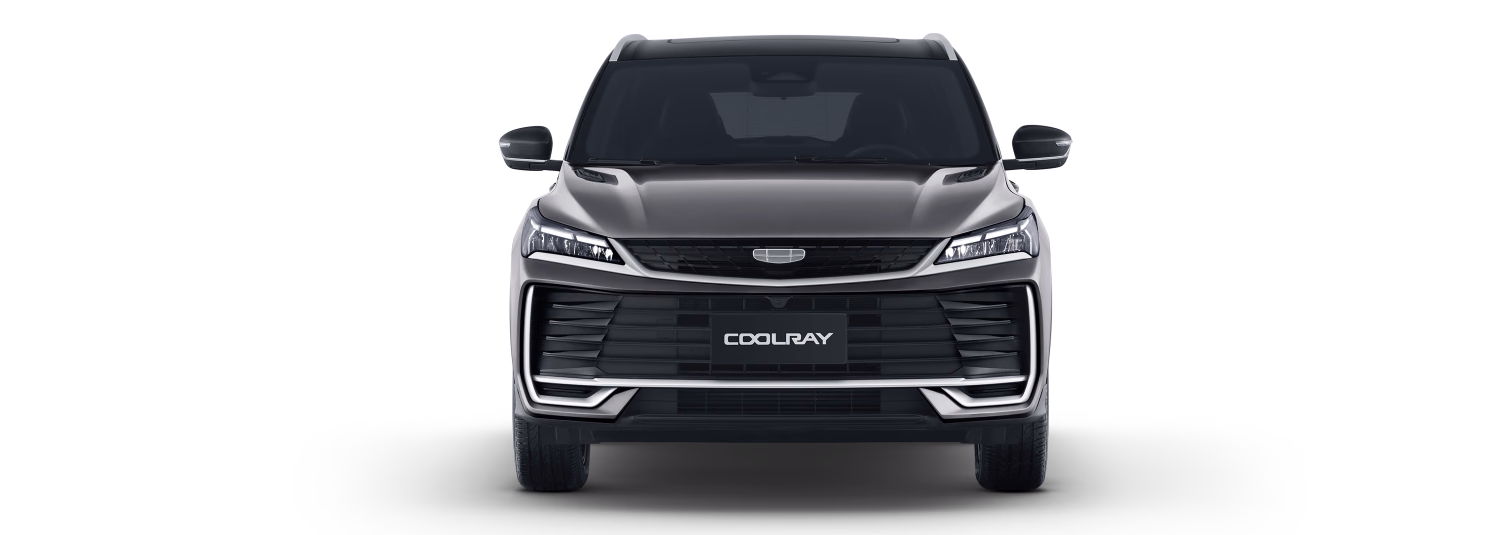 Geely Coolray серого цвета, фронтальный вид