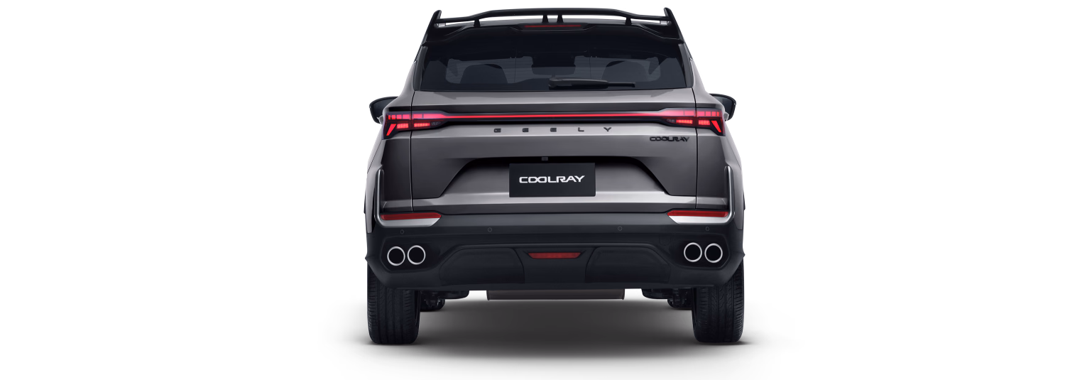 Geely Coolray серого цвета, вид сзади