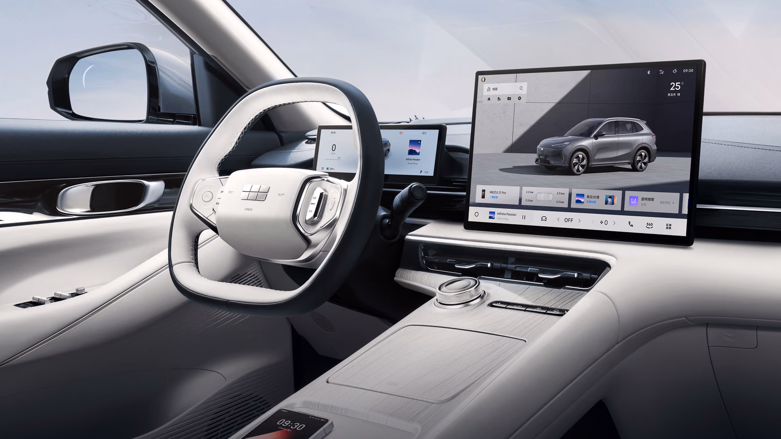 Руль и экран Geely EX5