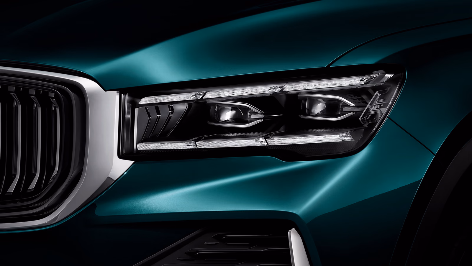 Светодиодная фара и решётка Geely Monjaro