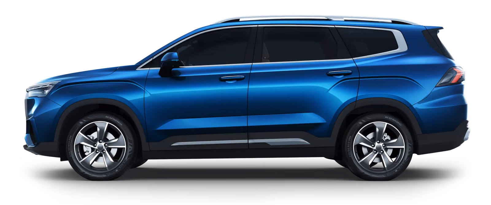 Синий Geely Okavango, профиль кузова