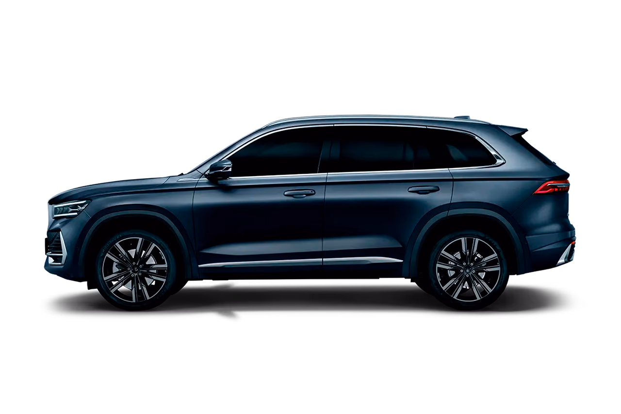 Тёмно-бирюзовый Geely Okavango, профиль кузова