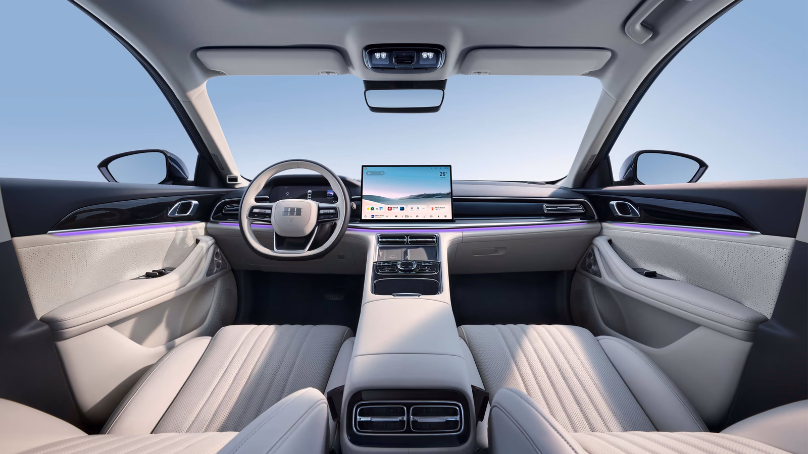Салон Geely Starshine 7 со светлой отделкой
