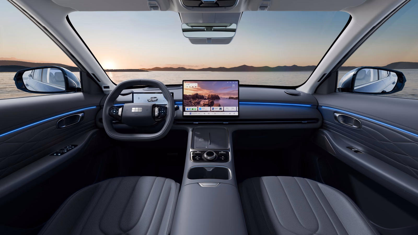 Кокпит Geely Starship 7 со светлой отделкой