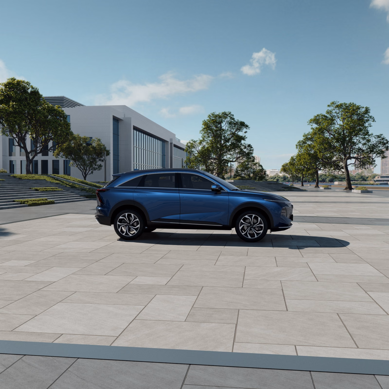 Haval F7 в три четверти на площади