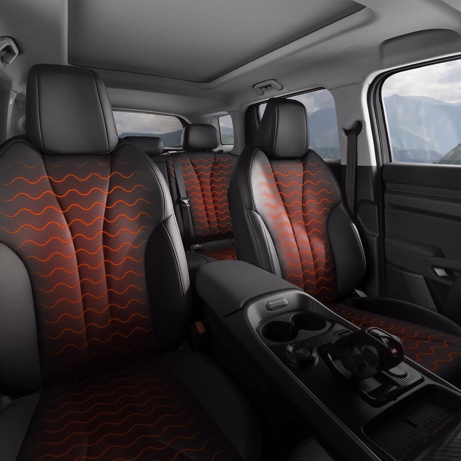 Передние кресла Haval H3 с красной отделкой
