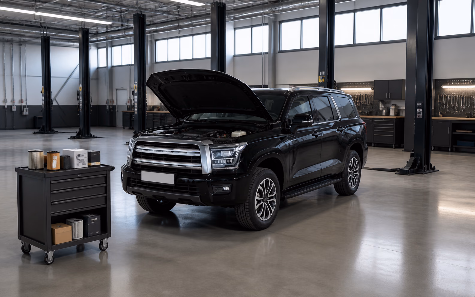 Haval H5 в сервисной зоне с расходниками