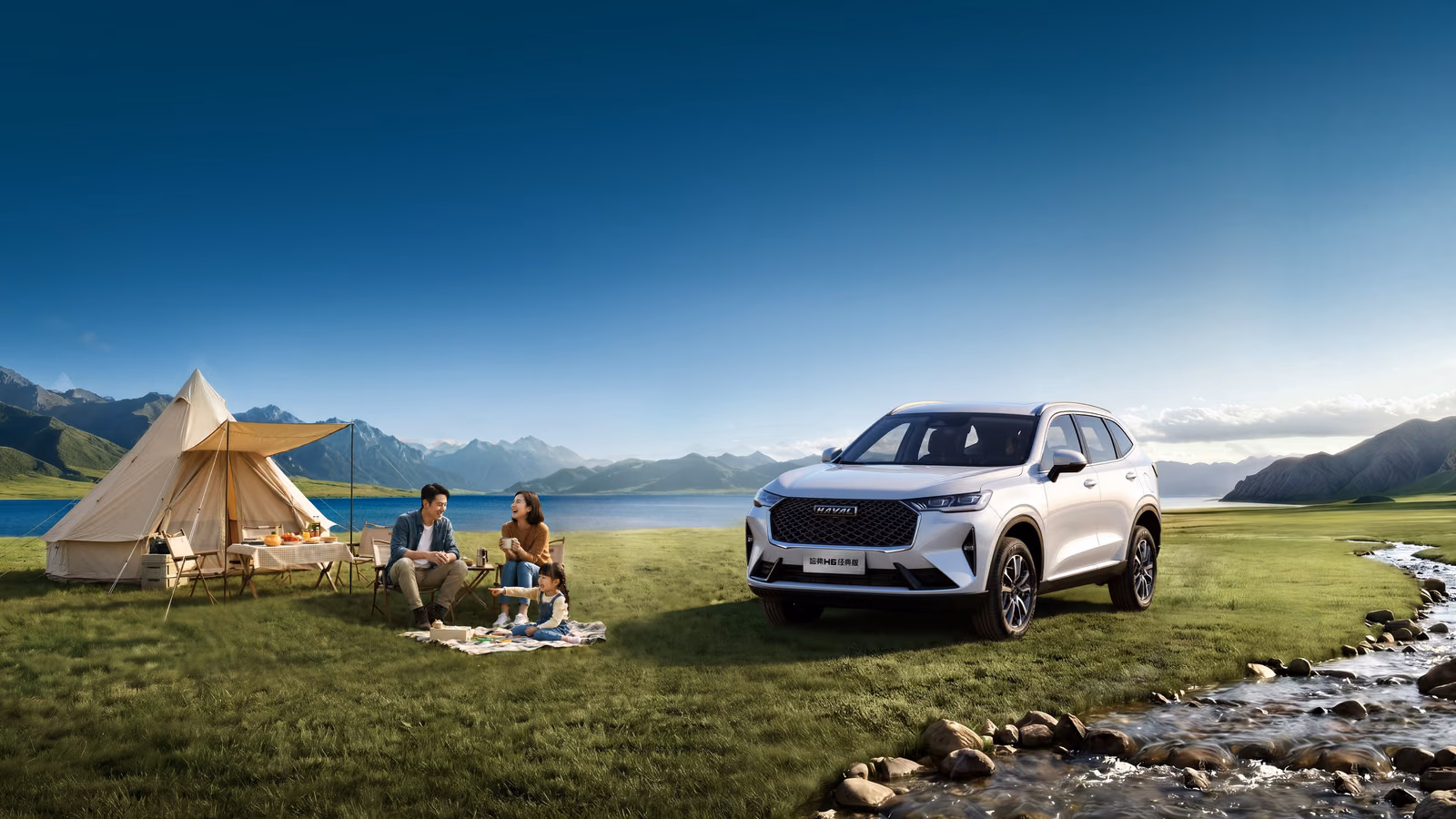 Haval H6S в кемпинге у озера