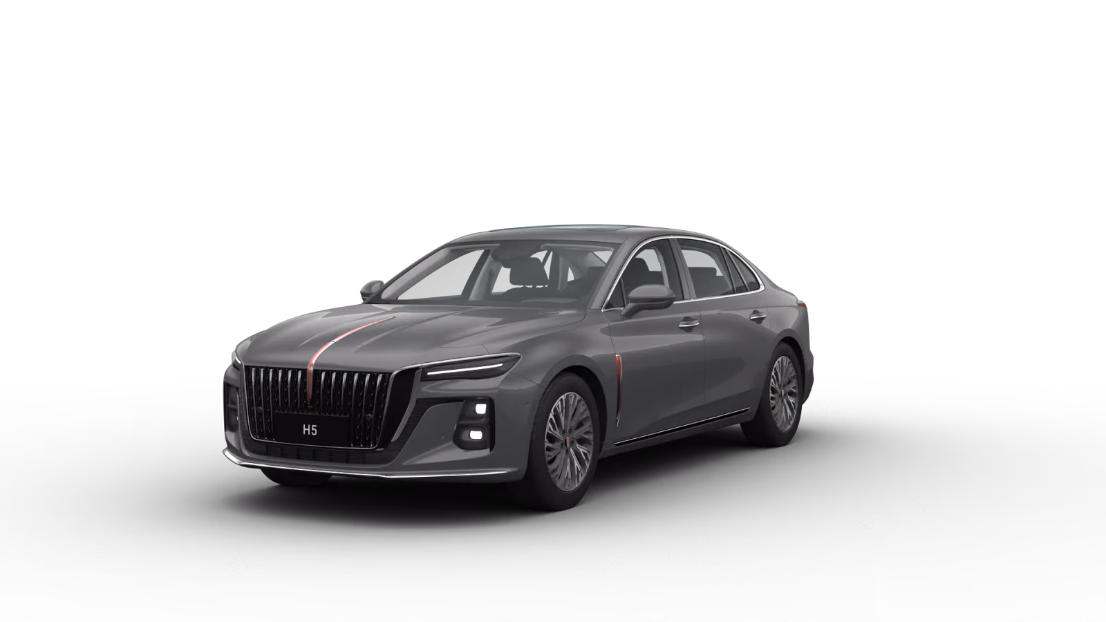 Серый Hongqi H5 спереди в три четверти, студия