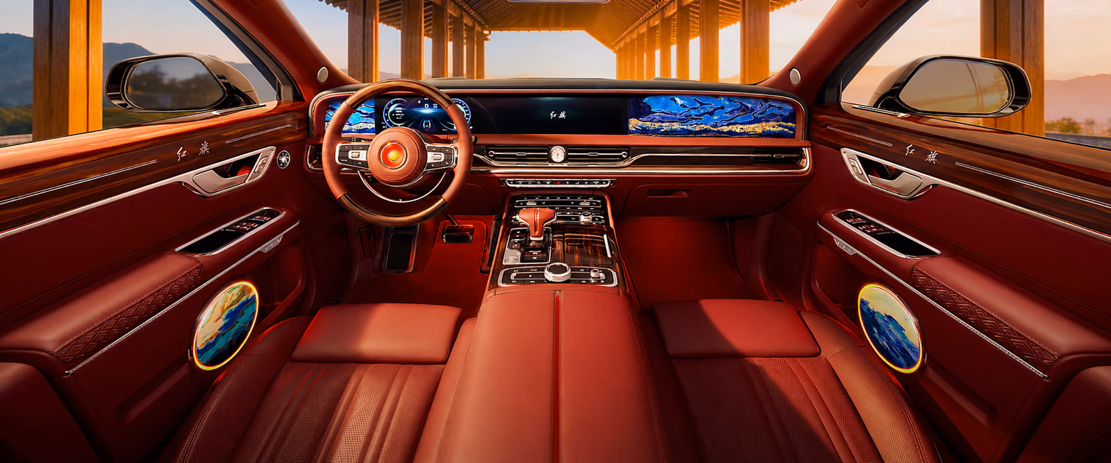 Hongqi L5 Guoli — официальный панорамный вид кокпита без рекламного текста