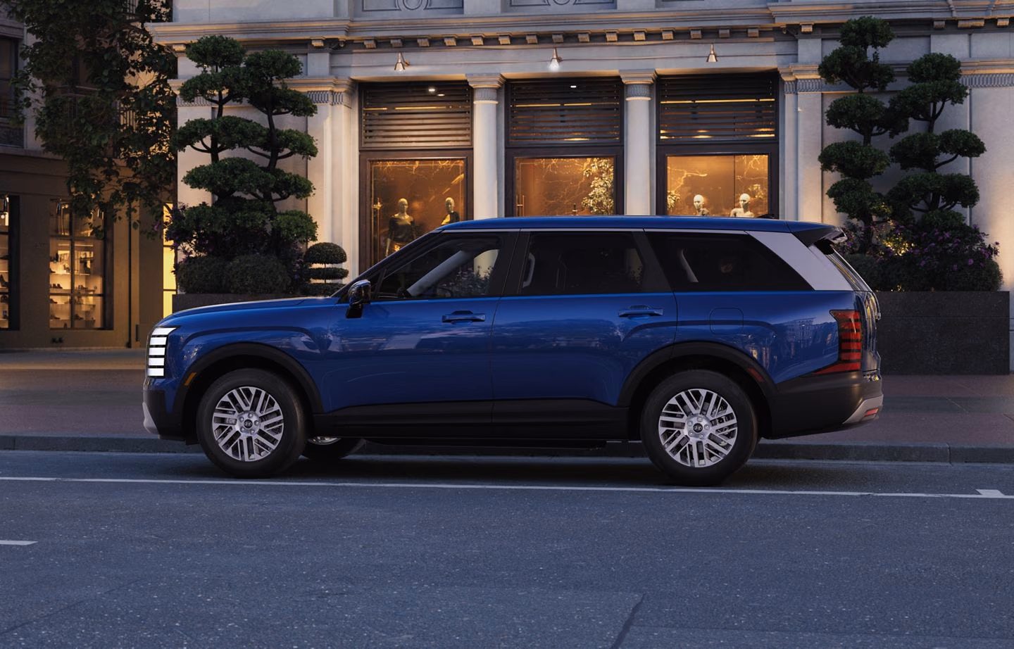 Hyundai Palisade в профиль на закате