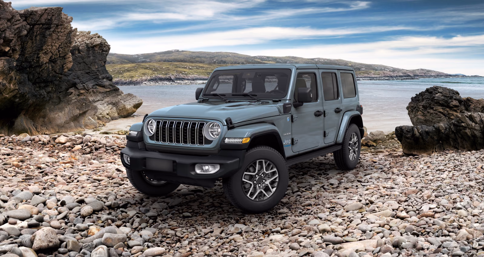 Jeep Wrangler 4xe — вид спереди в три четверти