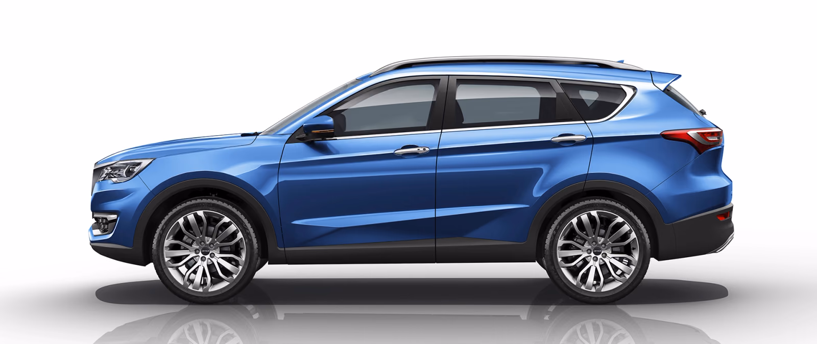 Синий Jetour X70 в профиль