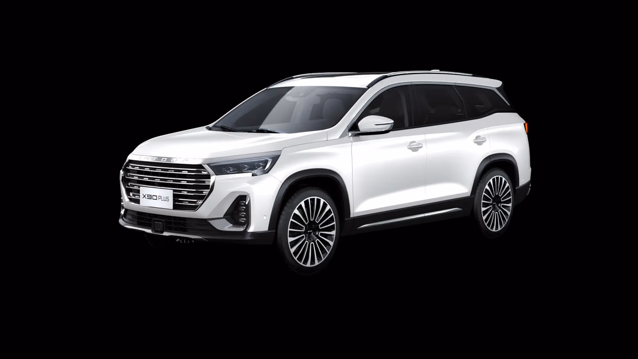 Белый Jetour X90 Plus, вид спереди в три четверти