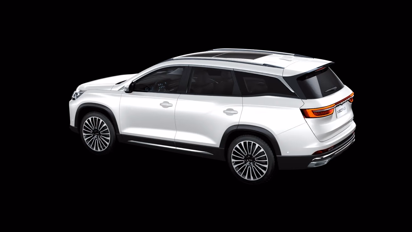 Белый Jetour X90 Plus, вид сзади в три четверти