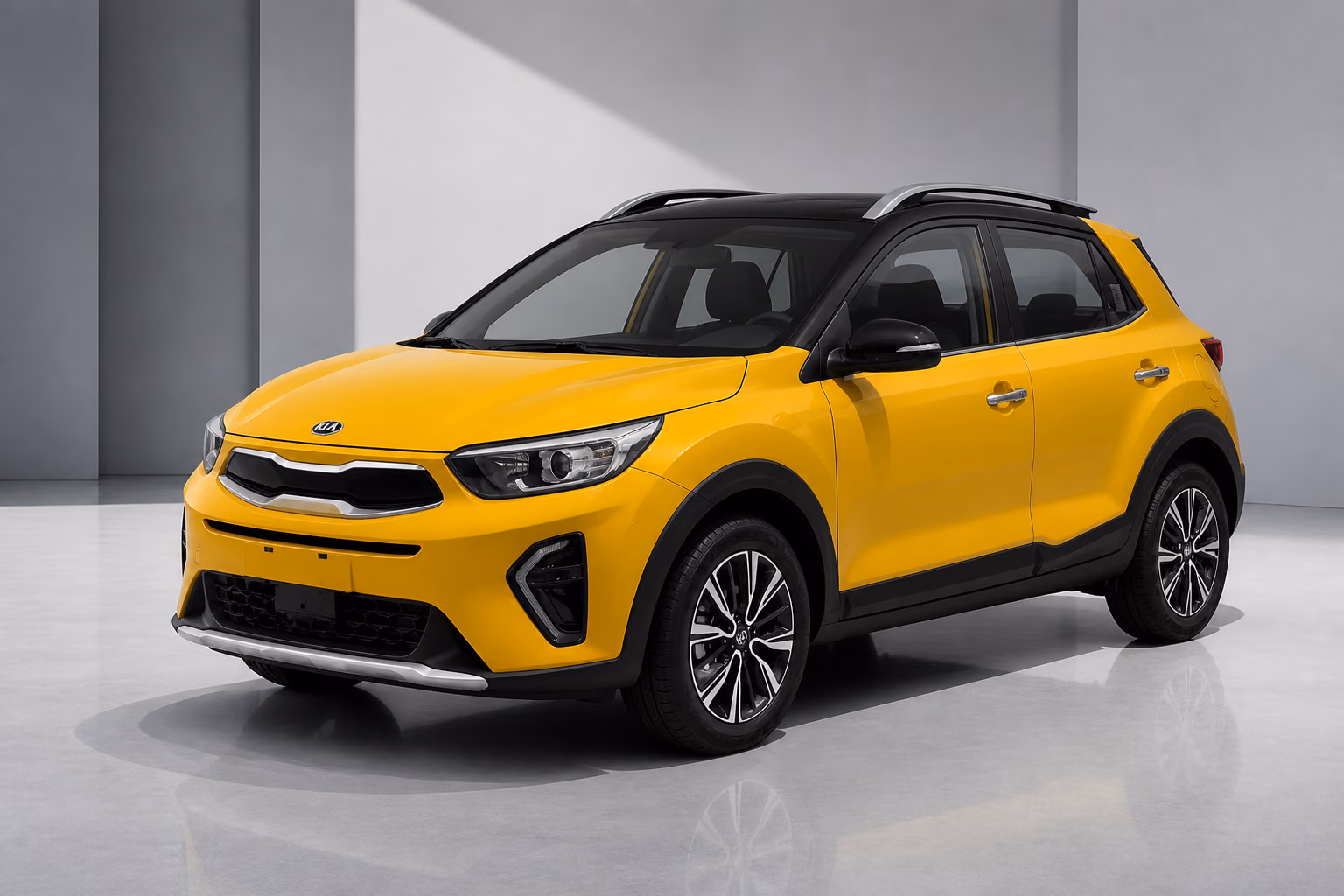 Жёлтый Kia KX1 в светлой студии