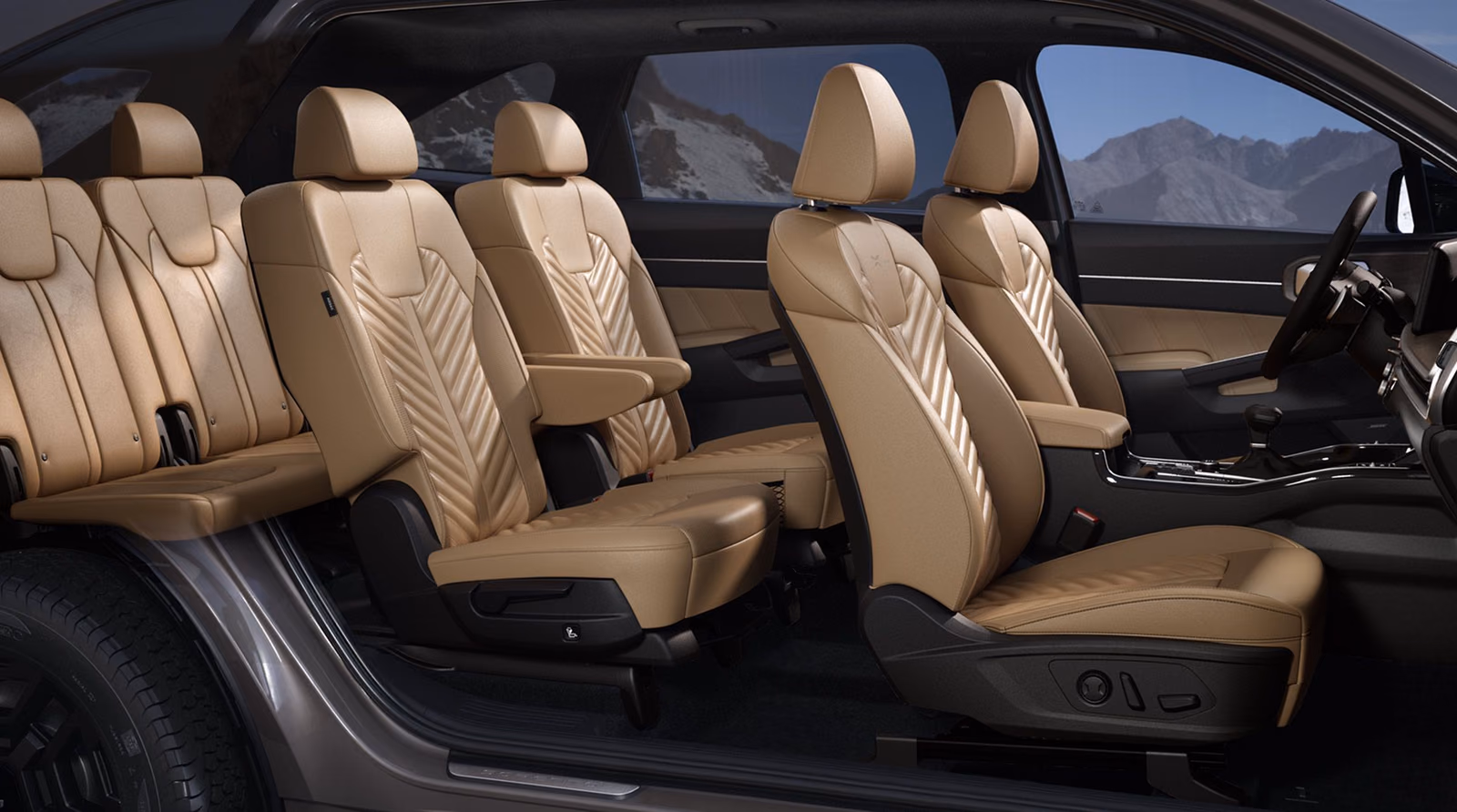 Салон Kia Sorento в бежевой отделке
