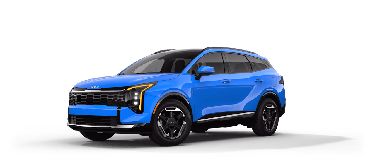 Kia Sportage синего цвета в три четверти