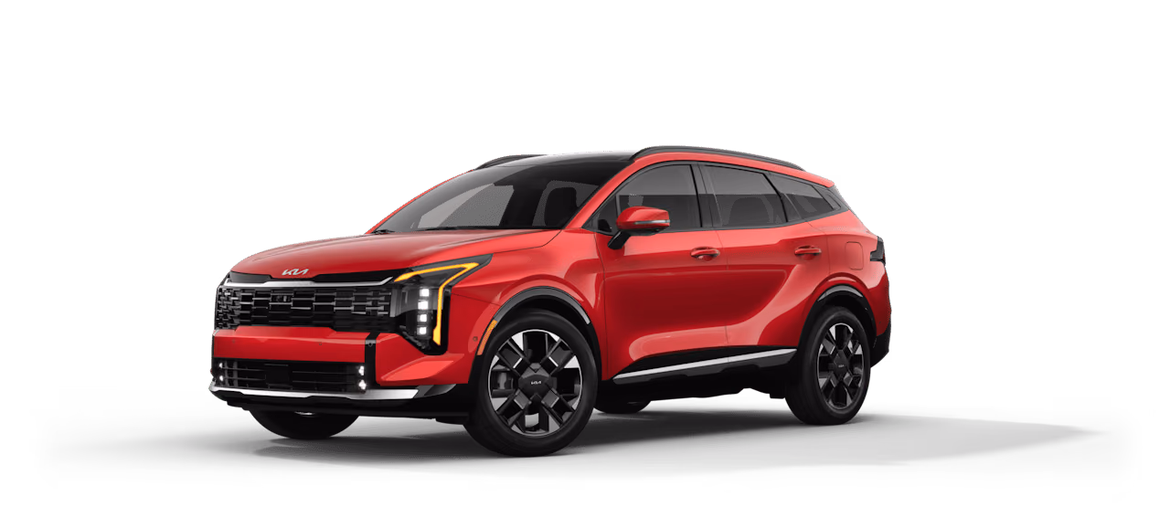 Kia Sportage красного цвета в три четверти