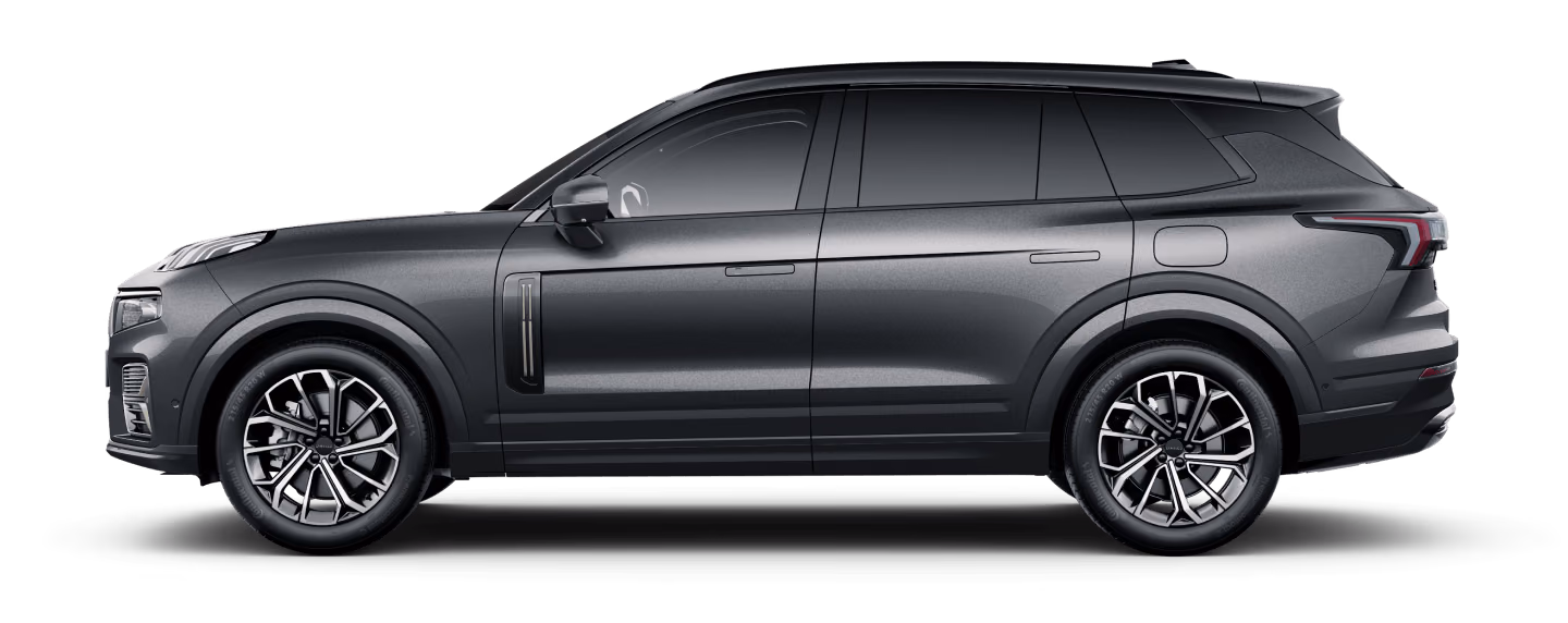 Чёрный Lynk & Co 09 в профиль, студия