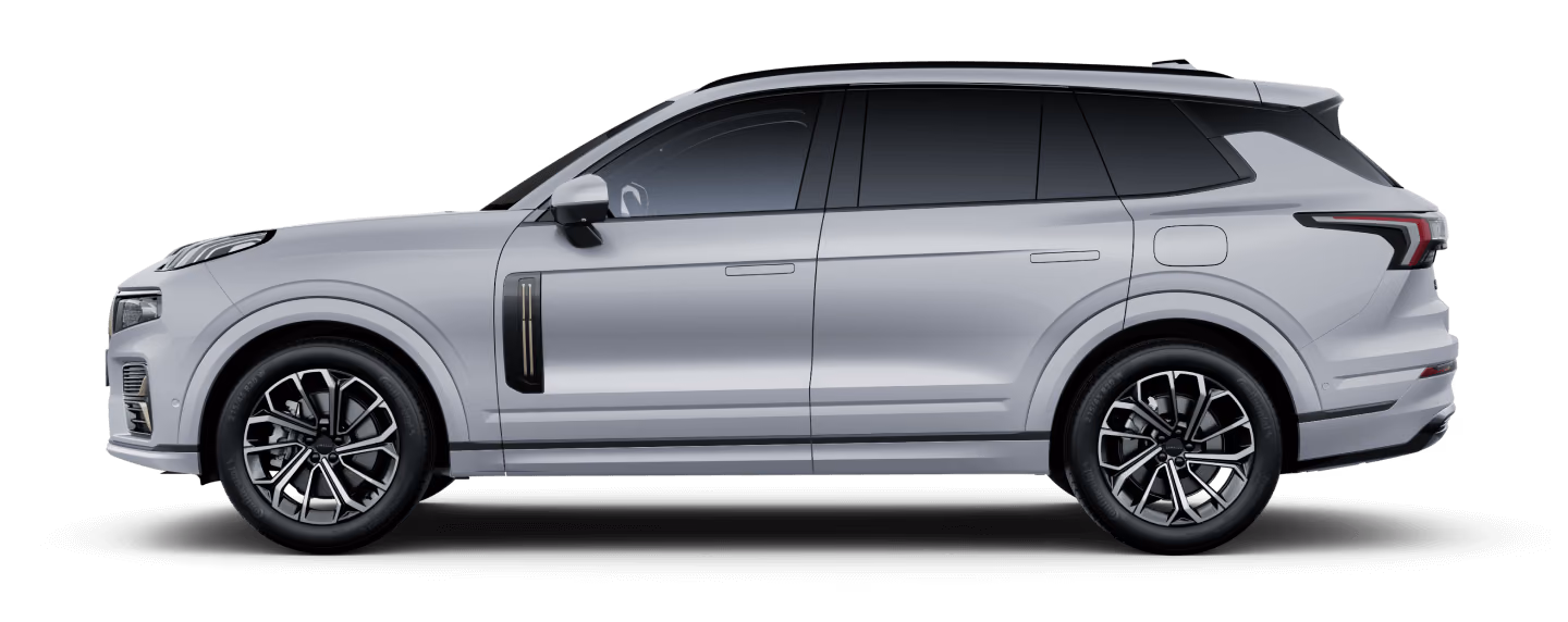Белый Lynk & Co 09 в профиль, студия