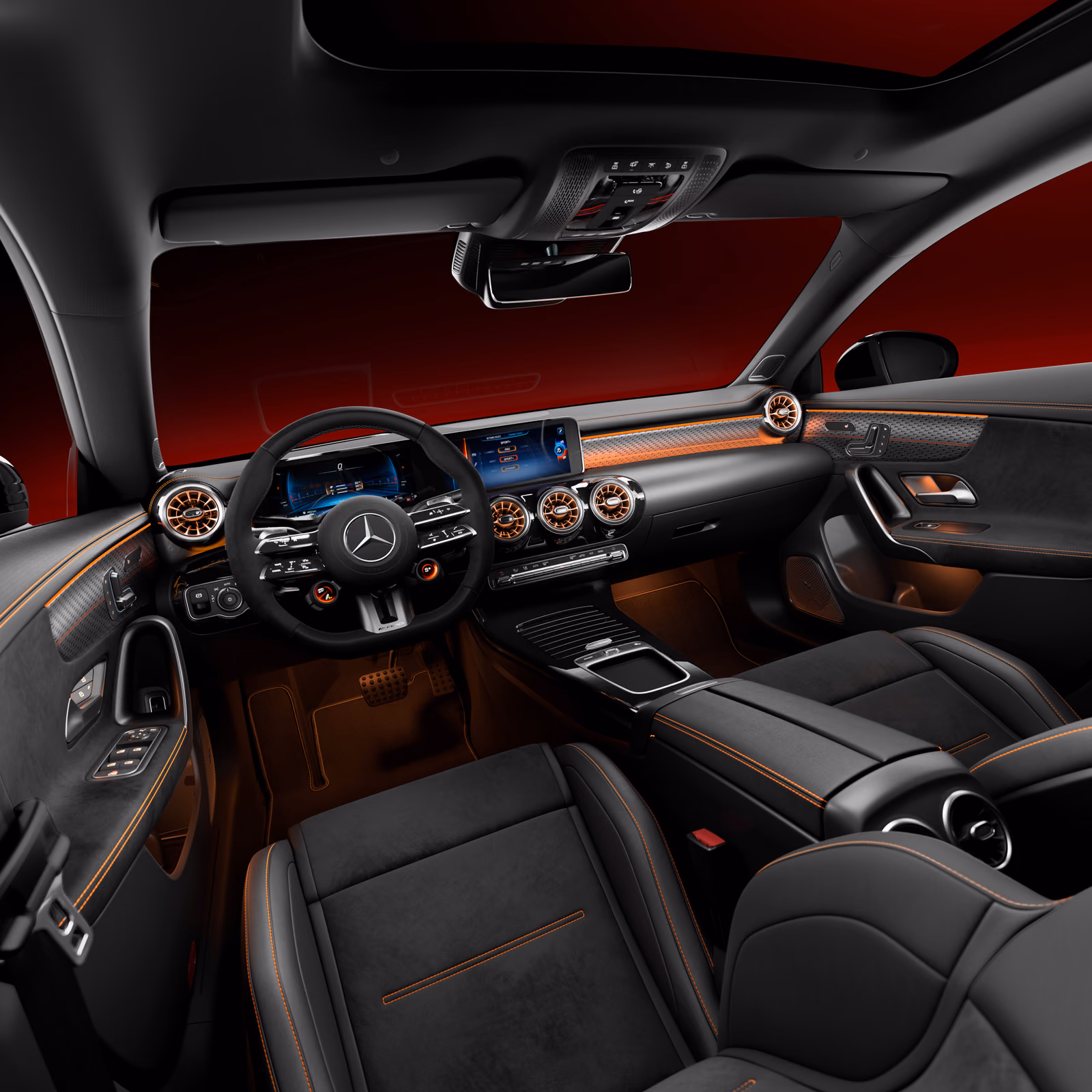 Mercedes-Benz CLA — передняя панель, руль и экраны MBUX