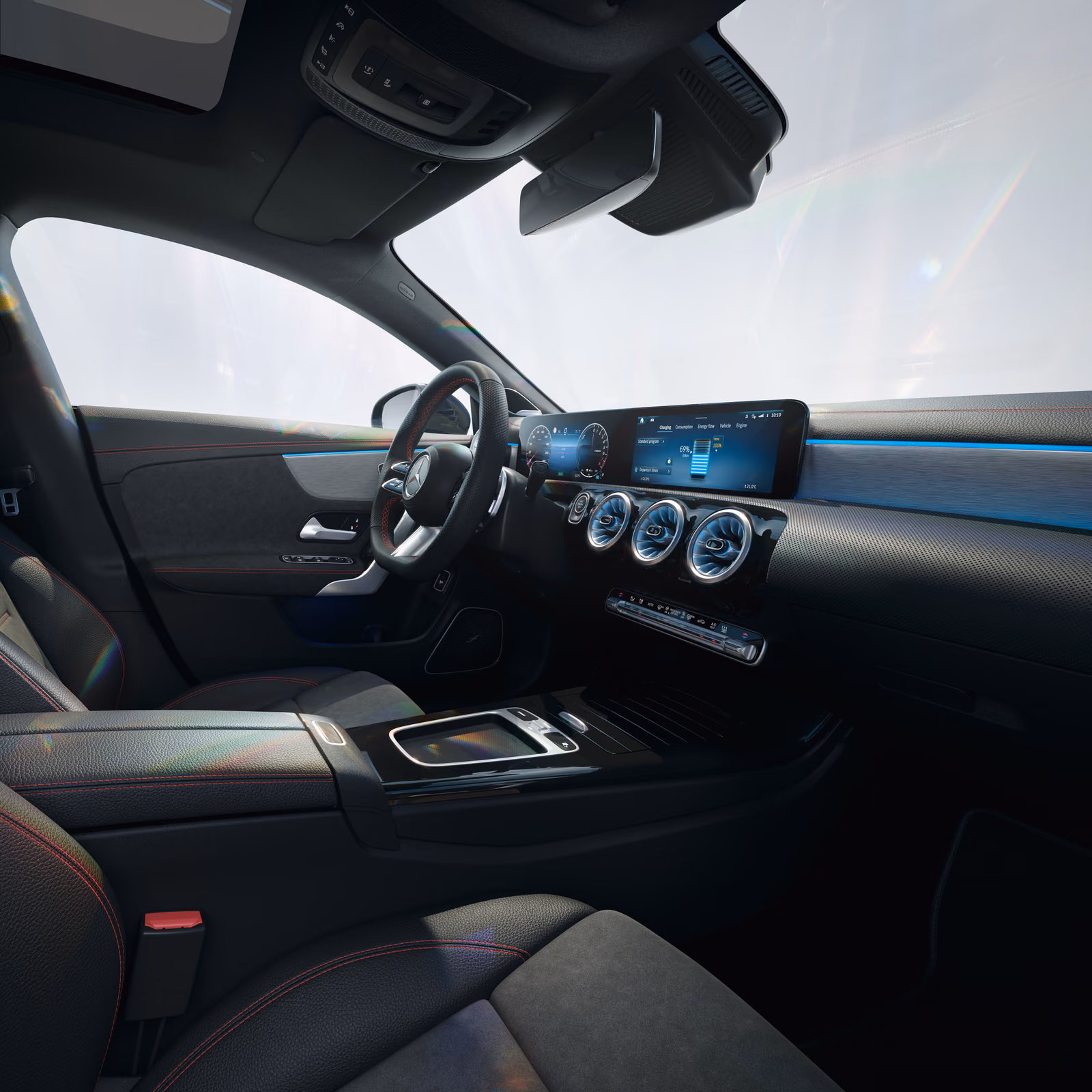 Mercedes-Benz CLA — водительское место и центральная консоль