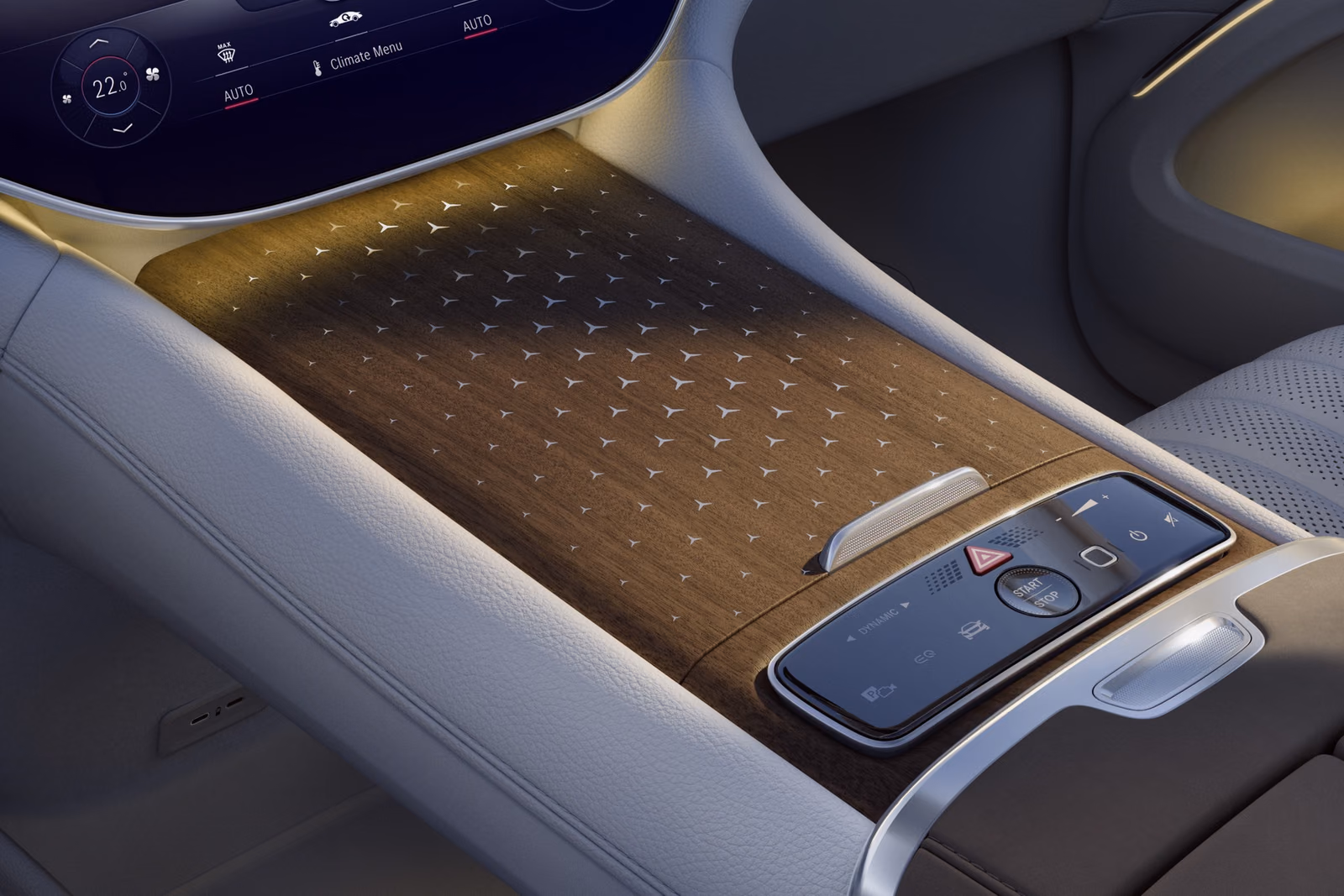 Mercedes-Benz EQS SUV — центральная консоль и подлокотник