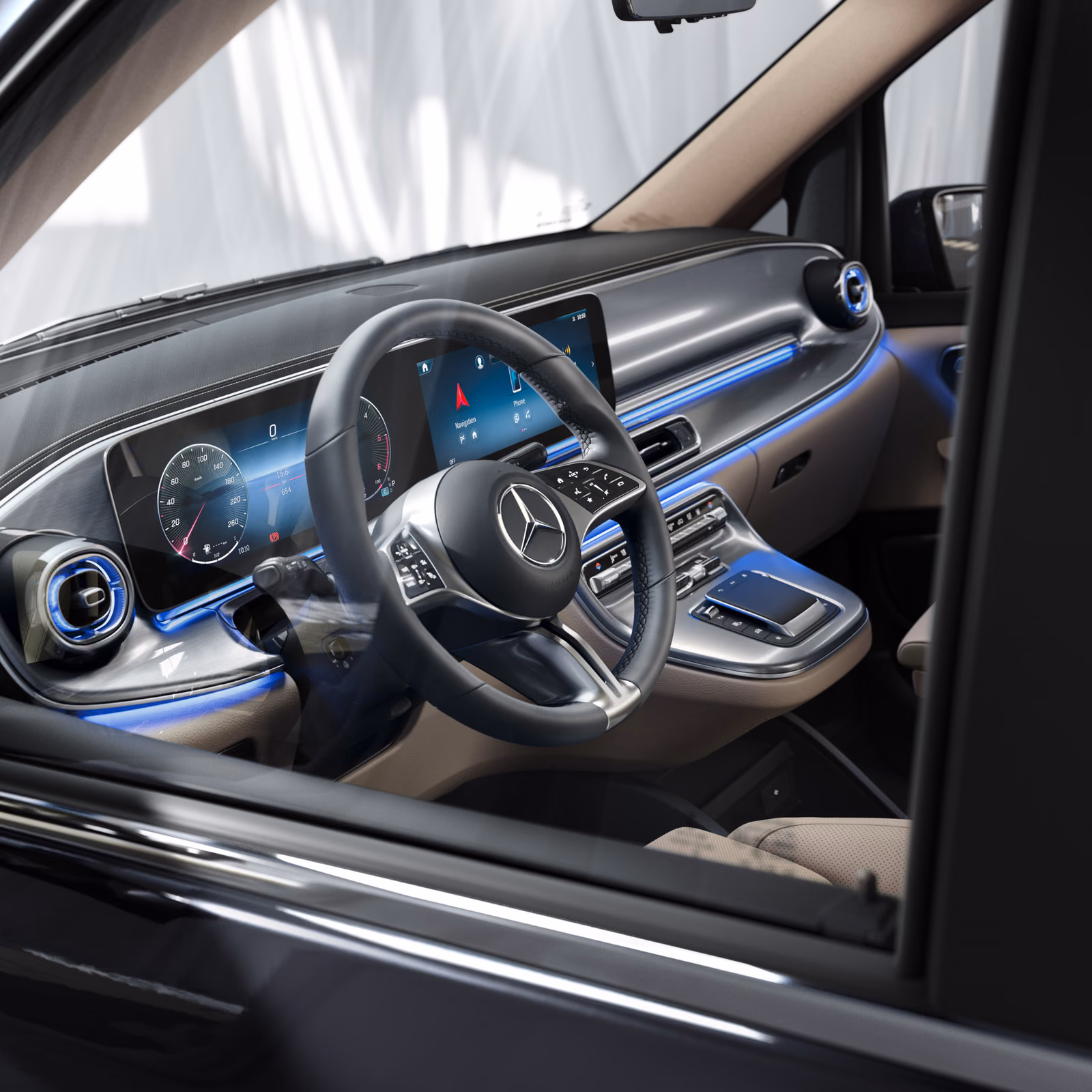 Mercedes-Benz EQV — водительское место с новым рулём