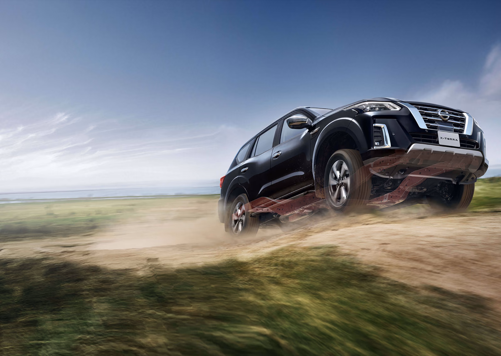 Nissan X-Terra на бездорожье, передний ракурс