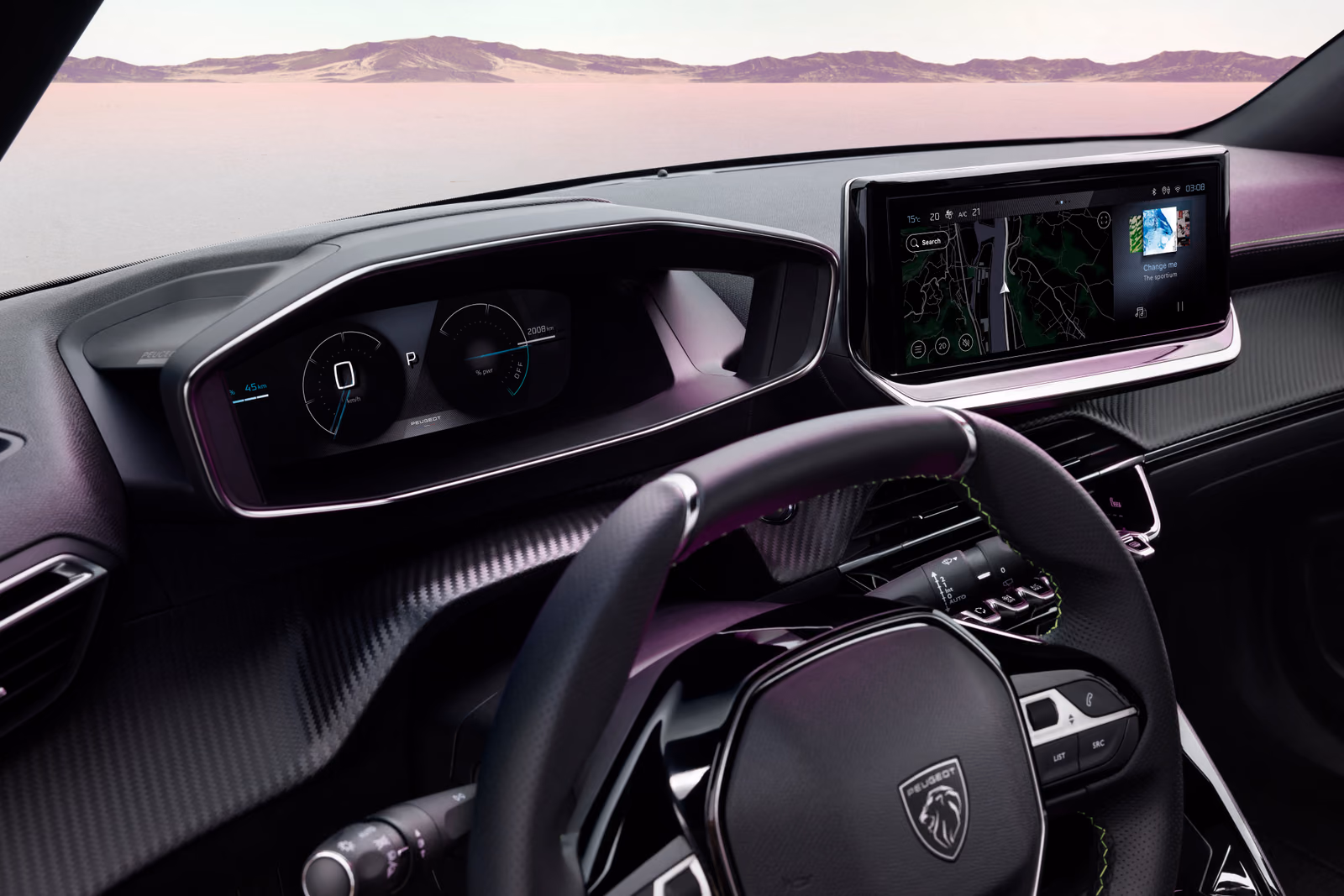 Peugeot 2008 — цифровая приборная панель и верхняя часть руля