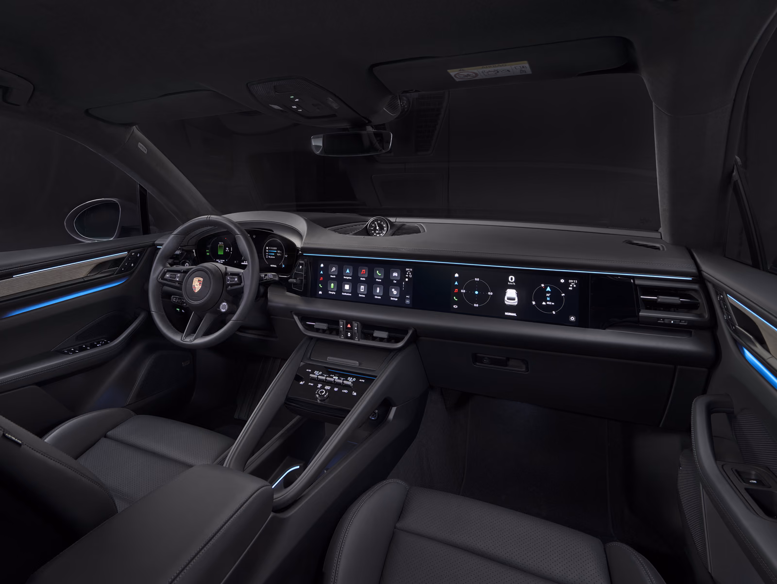 Передняя панель Porsche Macan 4 с изогнутым дисплеем
