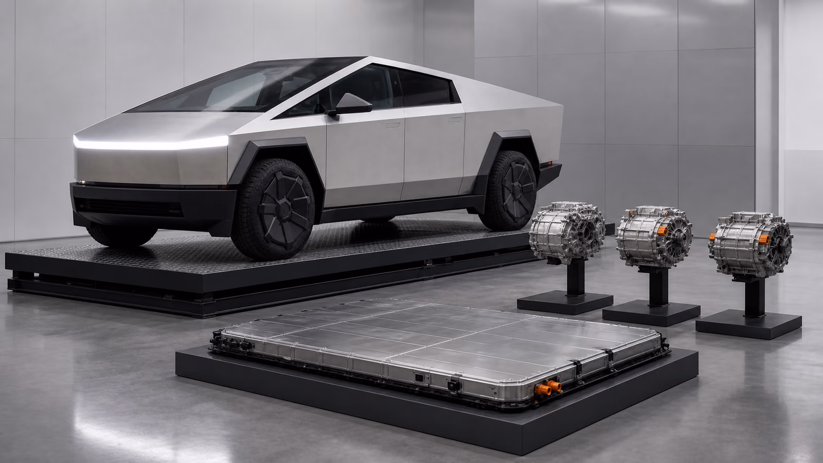 Батарея на 123 кВт·ч и три электромотора Tesla Cybertruck