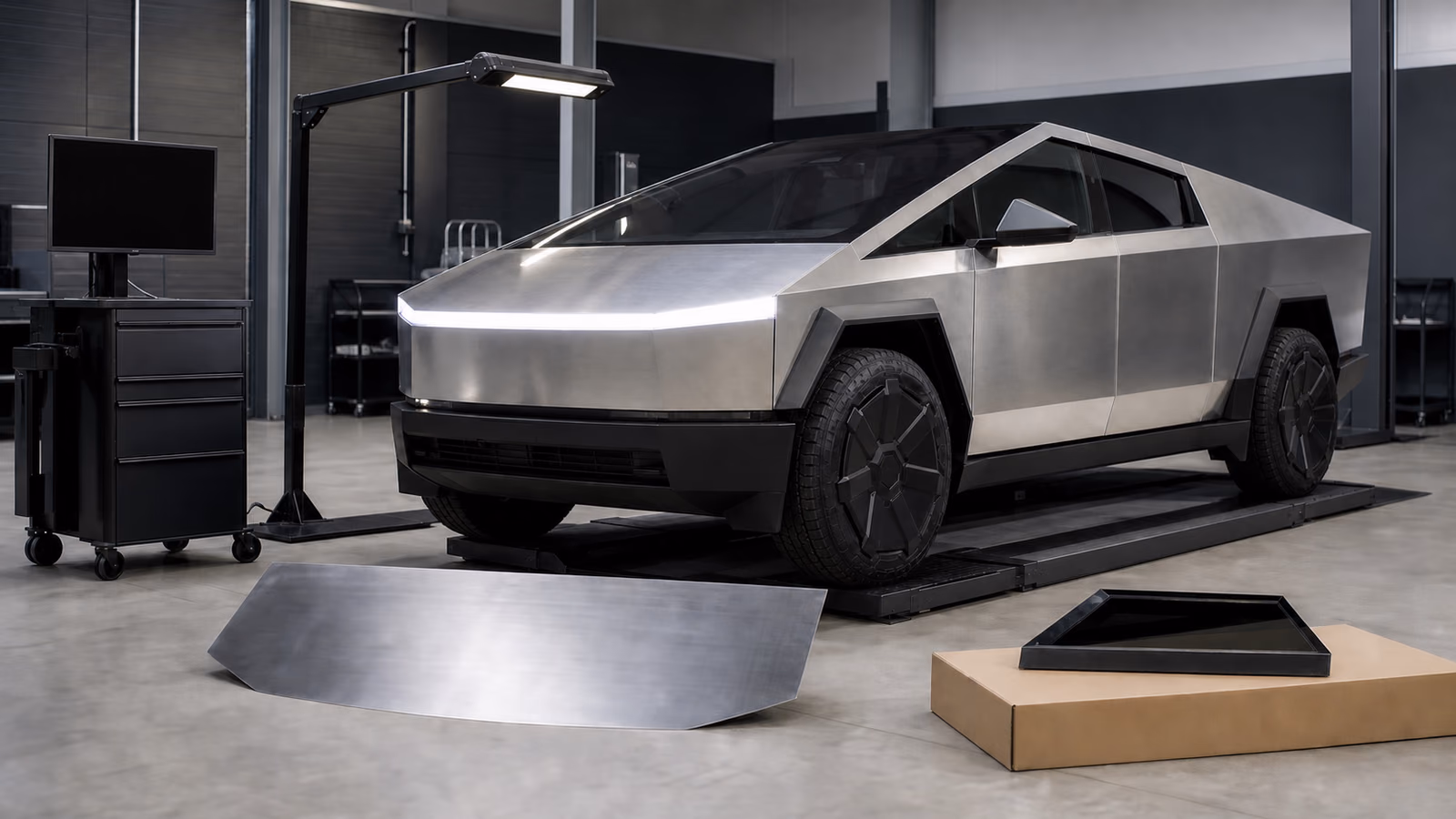 Tesla Cybertruck в профильном сервисе в России