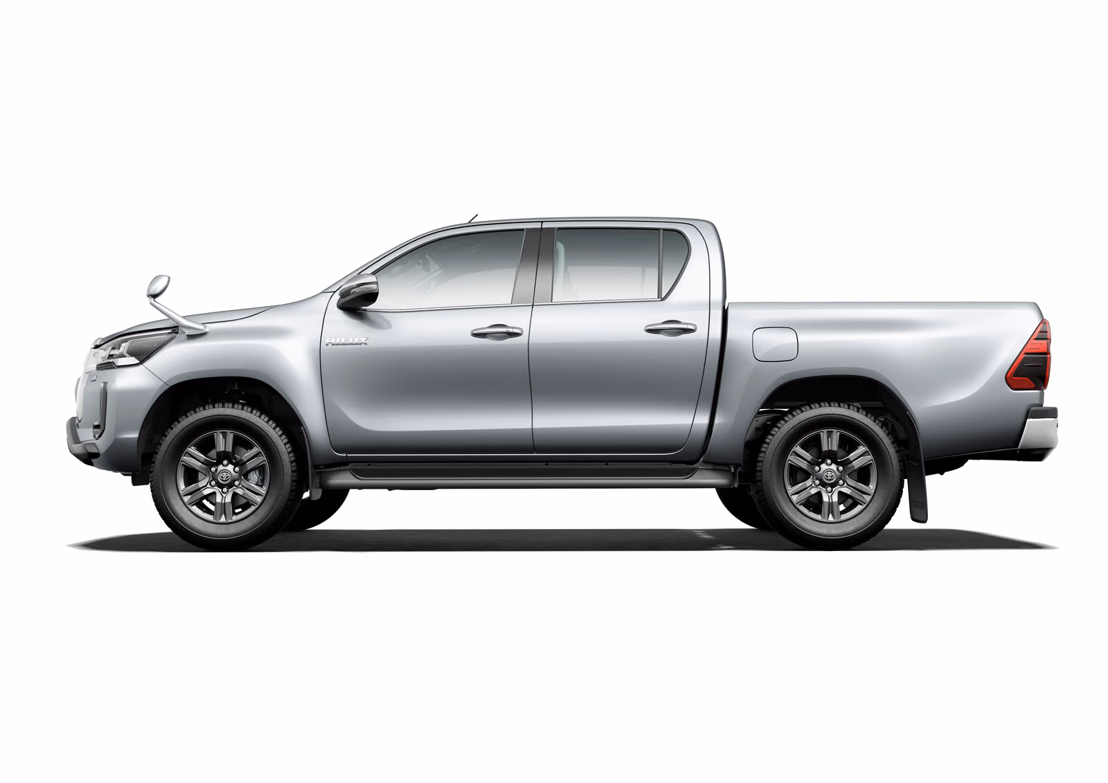Toyota Hilux — серебристый кузов в профиль