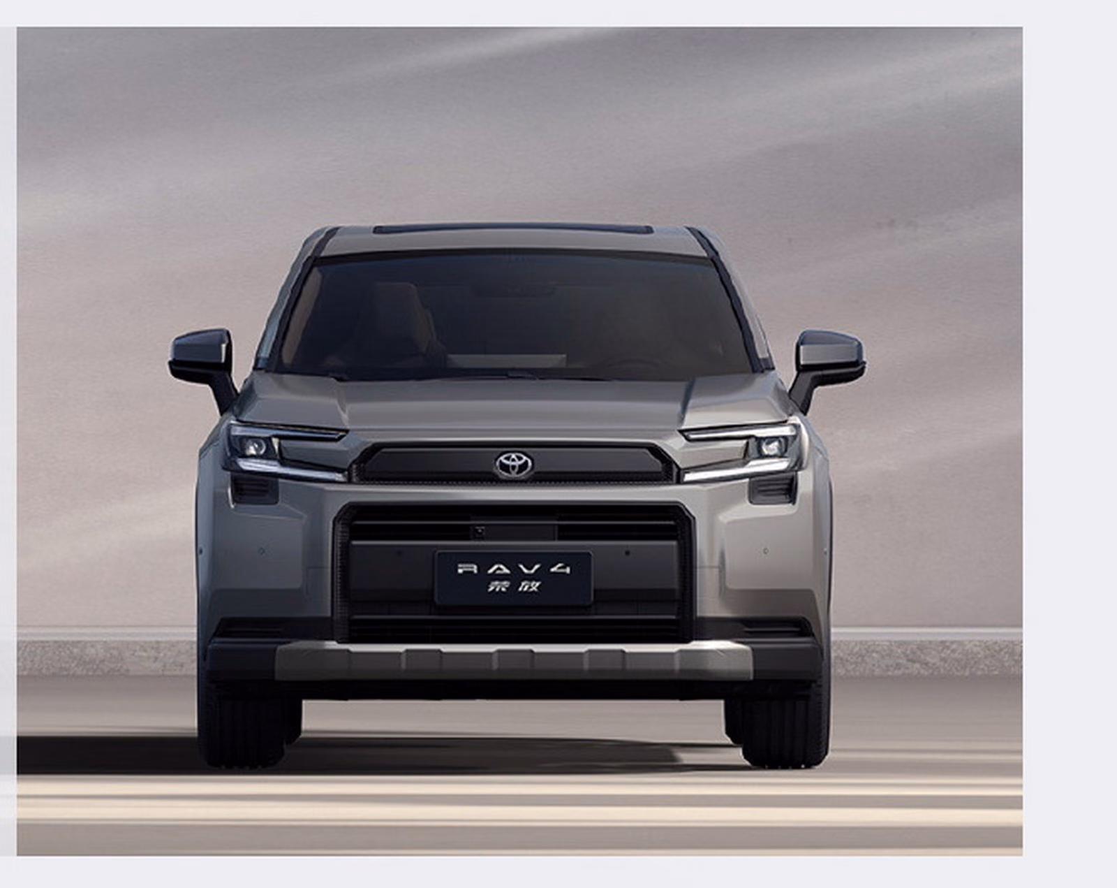 Toyota RAV4 — вид спереди, решётка радиатора и светодиодная оптика