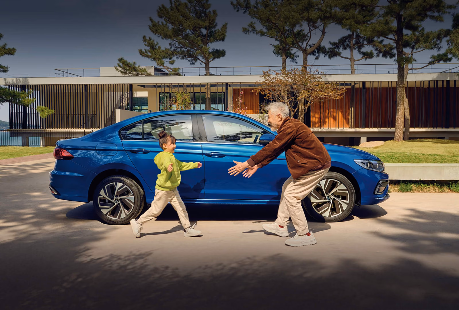 Volkswagen Bora у загородного дома, вид сбоку