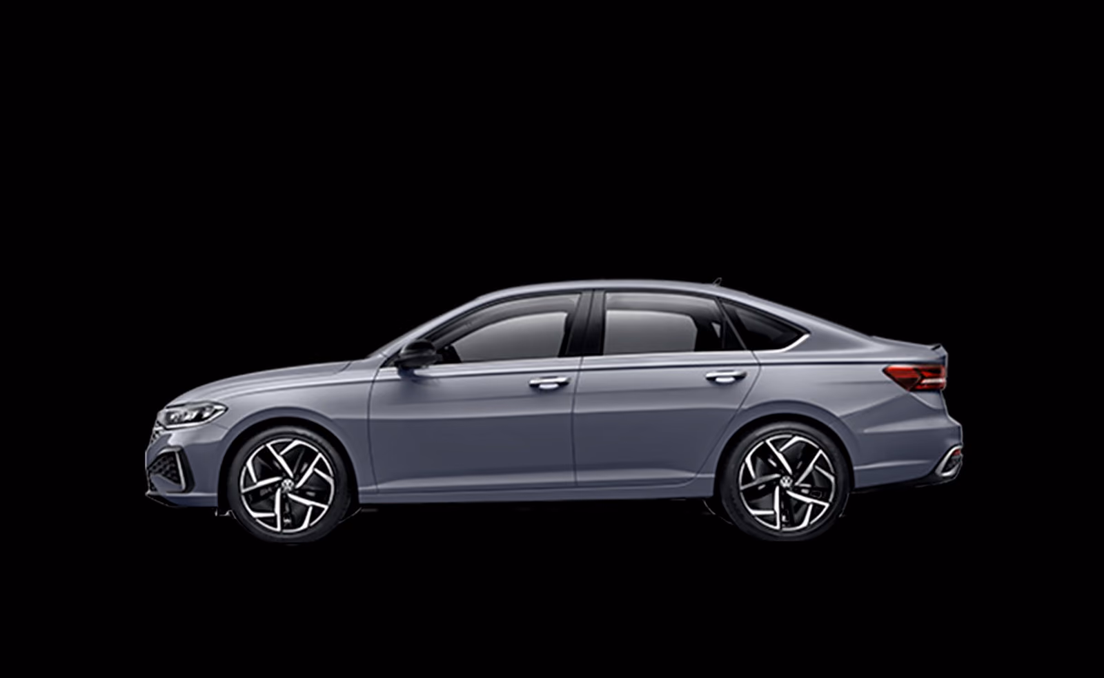Серый Volkswagen Lavida в студии, вид сбоку