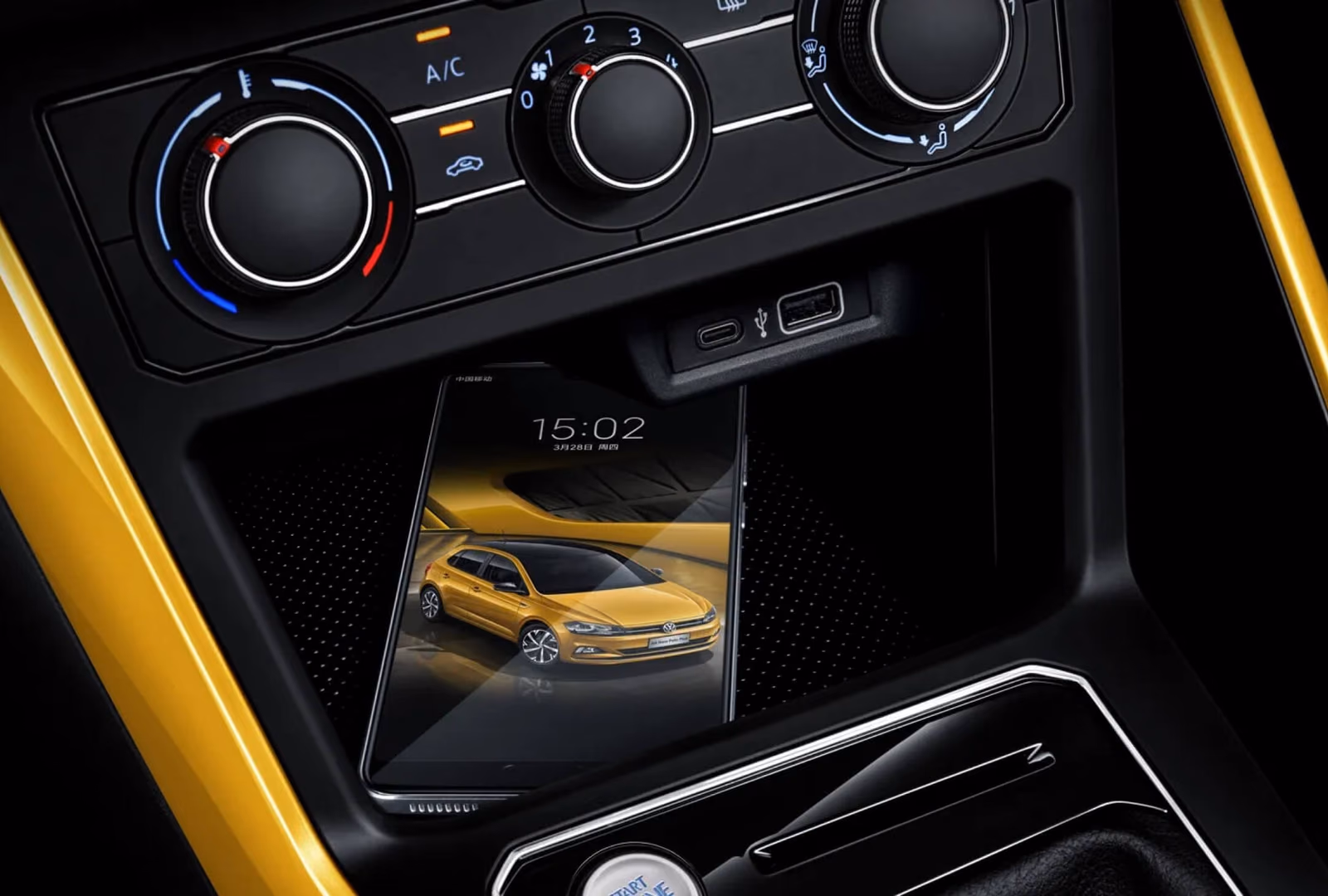 Блок климата и ниша для смартфона Volkswagen Polo Plus